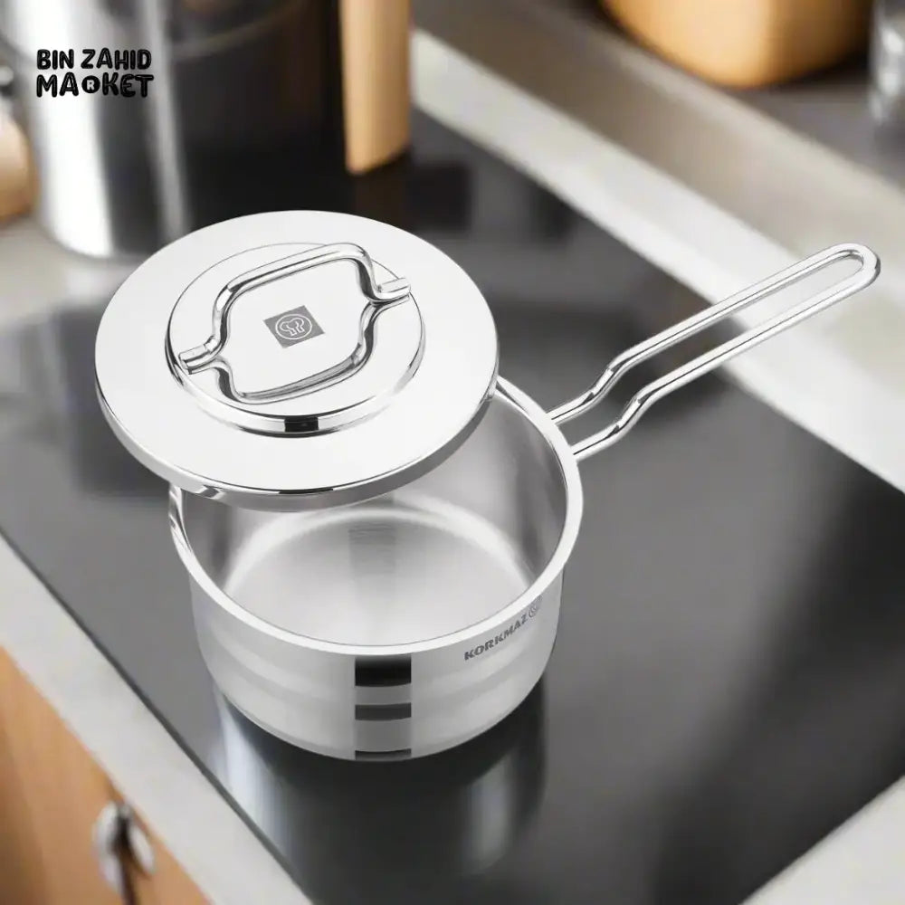 KORKMAZ ASTRA2 SAUCEPAN 16X9 CM (A2047) STAINLESS STEEL SAUCEPAN WITH LID COMPATIBLE WITH ALL STOVE TYPES INCLUDING INDUCTION