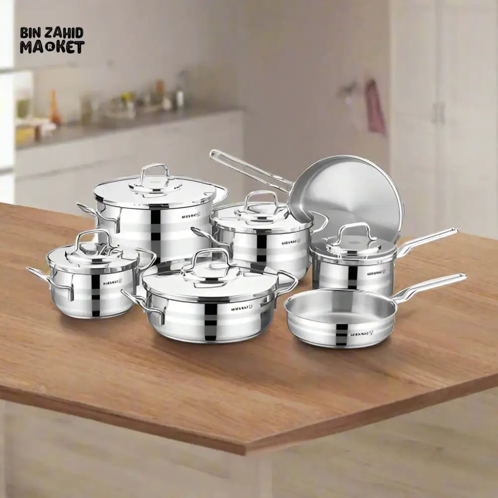 KORKMAZ ASTRON STAINLESS STEEL COOKWARE 12 PIECES SET - A2056