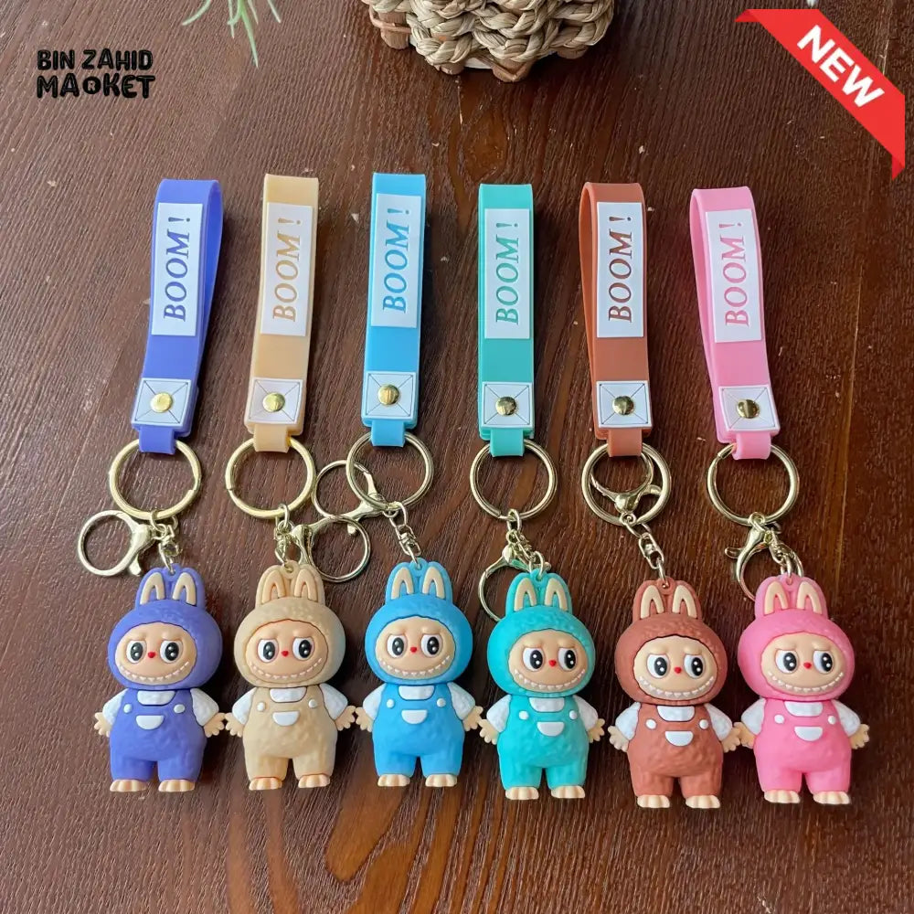 LABUBU CARTOON KEYCHAIN – CUTE PENDANT WITH WRIST STRAP TRENDY BAG CHARM & SMALL GIFT ACCESSORY