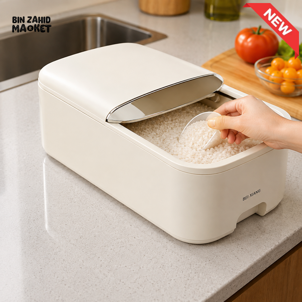LARGE CAPACITY AIRTIGHT RICE STORAGE CONTAINER WITH SCOOP