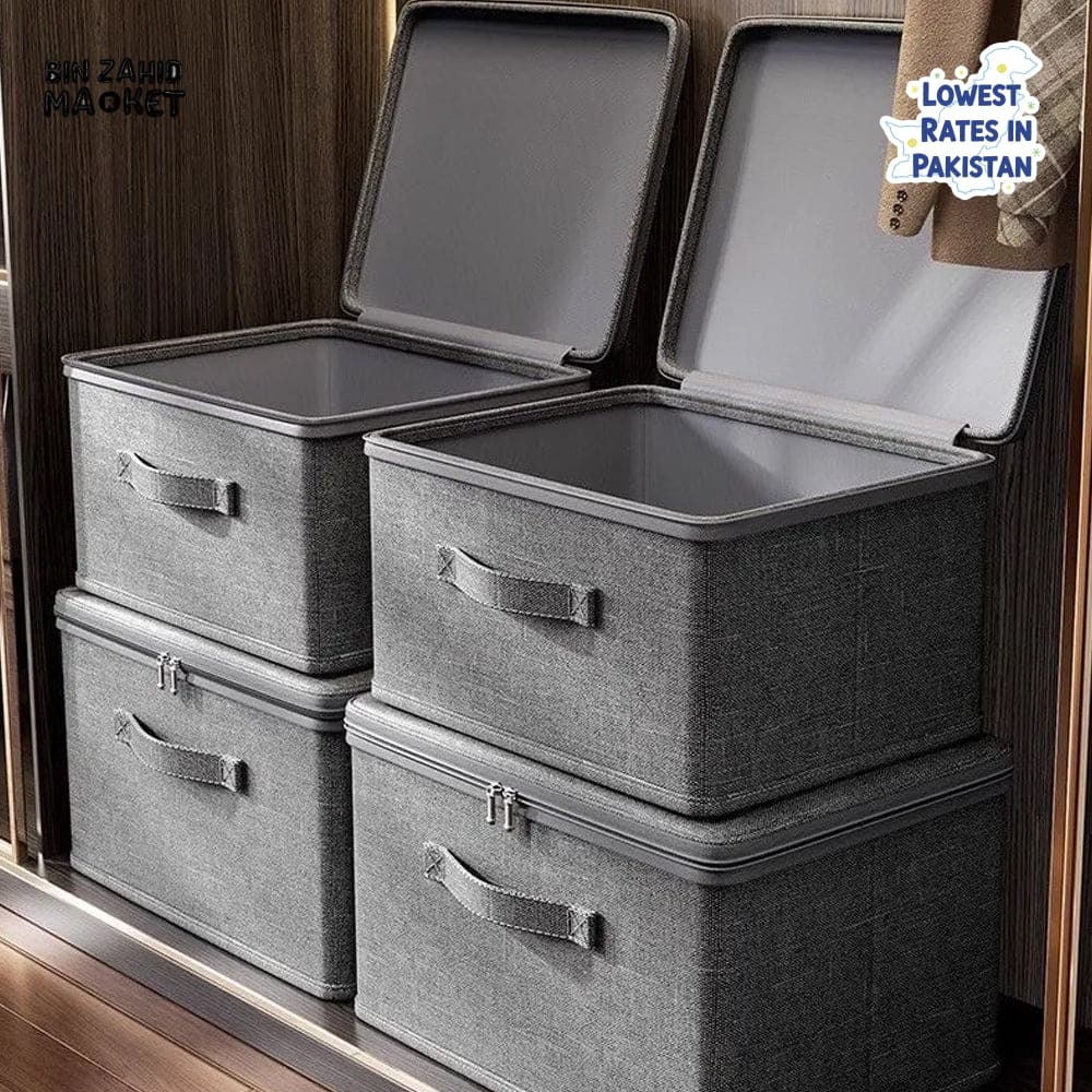 LARGE CAPACITY FOLDABLE CLOTHES STORAGE BOX WITH ZIPPER – WARDROBE QUILT ORGANIZER BAG FOR CLOTHES UNDERWEAR AND BLANKETS