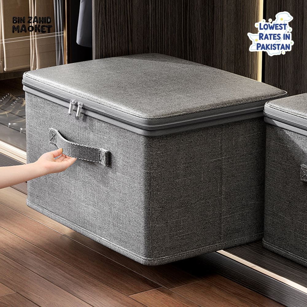 LARGE CAPACITY FOLDABLE CLOTHES STORAGE BOX WITH ZIPPER – WARDROBE QUILT ORGANIZER BAG FOR CLOTHES UNDERWEAR AND BLANKETS