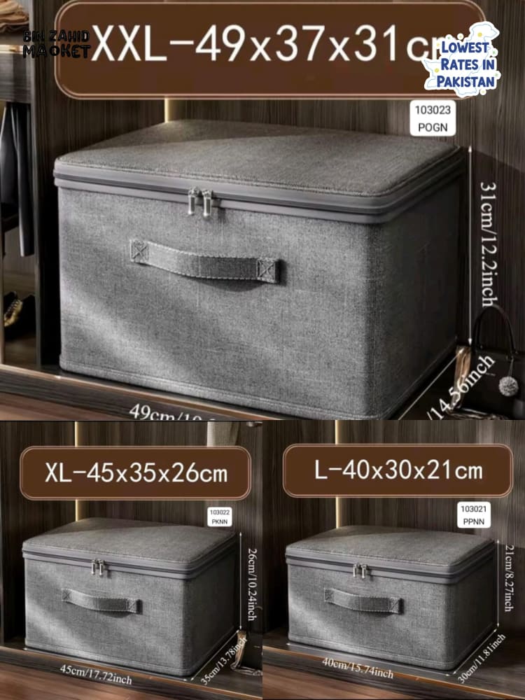 LARGE CAPACITY FOLDABLE CLOTHES STORAGE BOX WITH ZIPPER – WARDROBE QUILT ORGANIZER BAG FOR CLOTHES UNDERWEAR AND BLANKETS