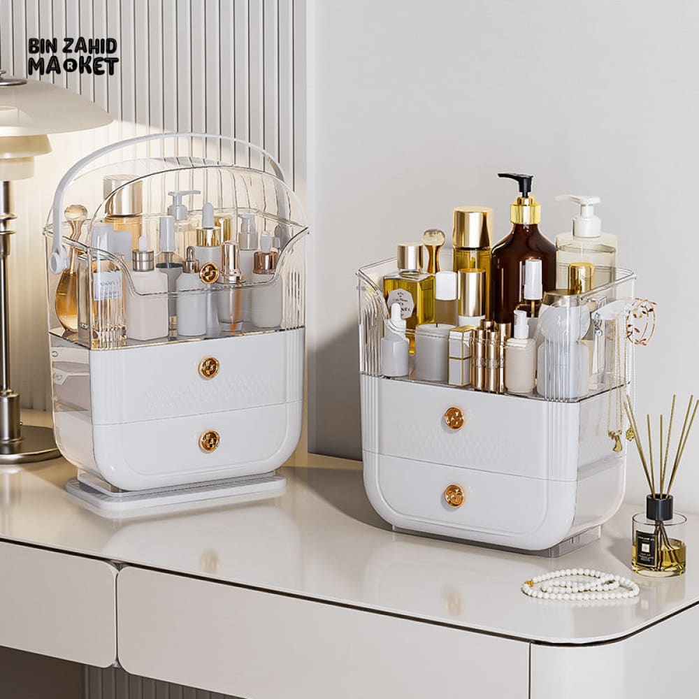 LARGE-CAPACITY MAKEUP STORAGE BOX MULTIFUNCTIONAL VANITY ORGANIZER FOR SKINCARE & JEWELRY