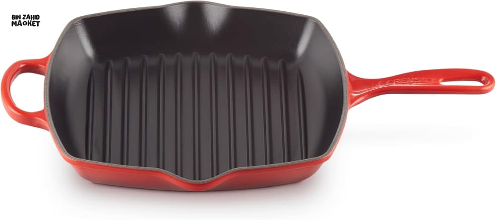 LE CREUSET CAST IRON GRILL PAN WITH RIDGED SURFACE – PREMIUM NON-STICK STEAK & BBQ PAN