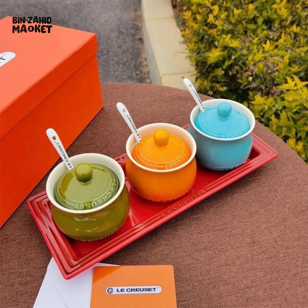 LE CREUSET SET OF 3 SEASONING JARS