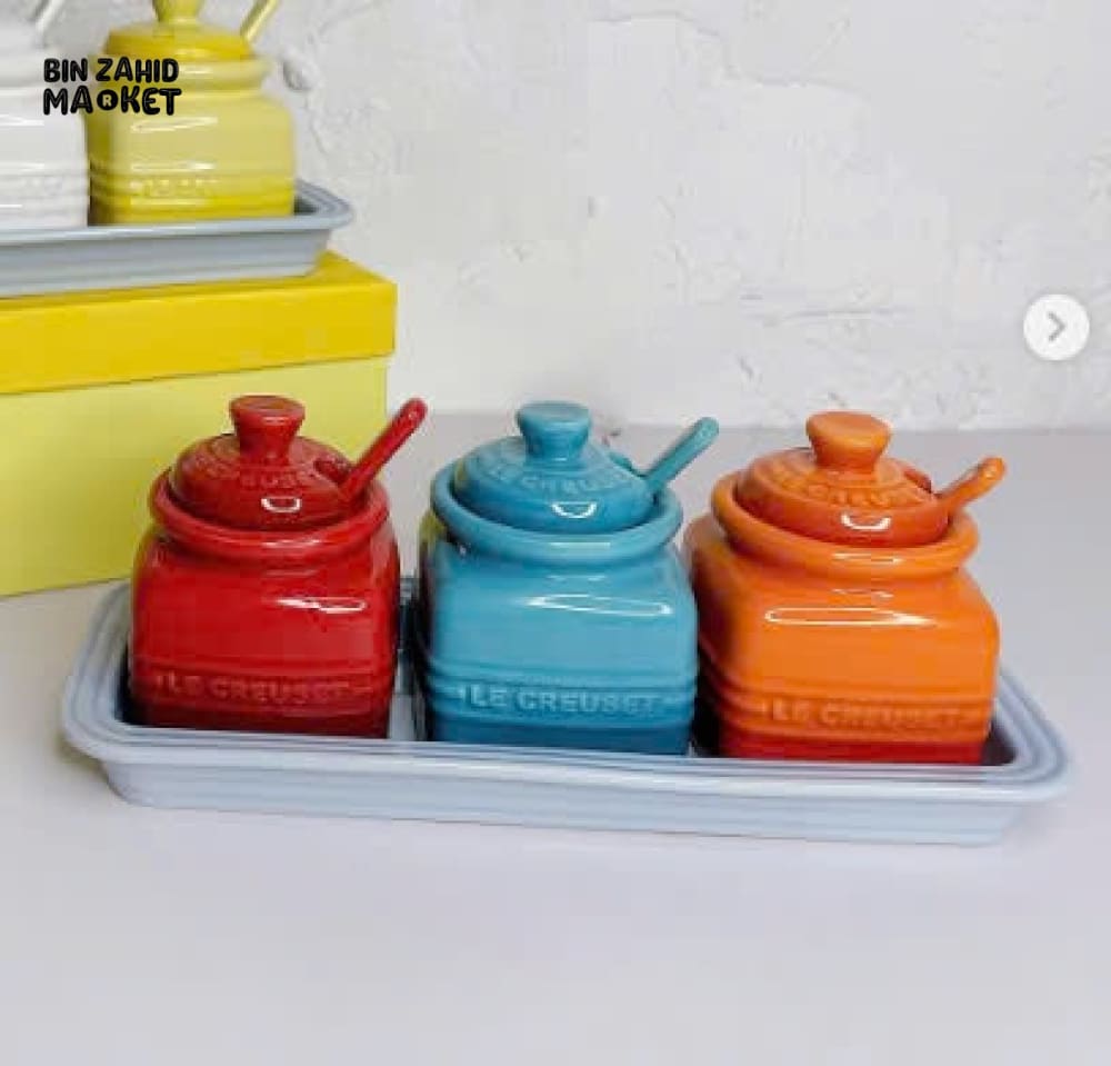 LE CREUSET SET OF 3 SEASONING JARS