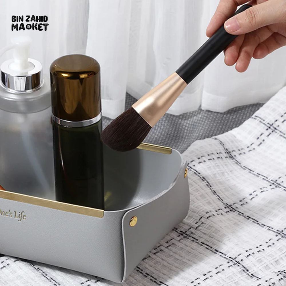 LEATHER DESKTOP ORGANIZER COSMETICS COMB JEWELRY STORAGE BOX REMOVABLE