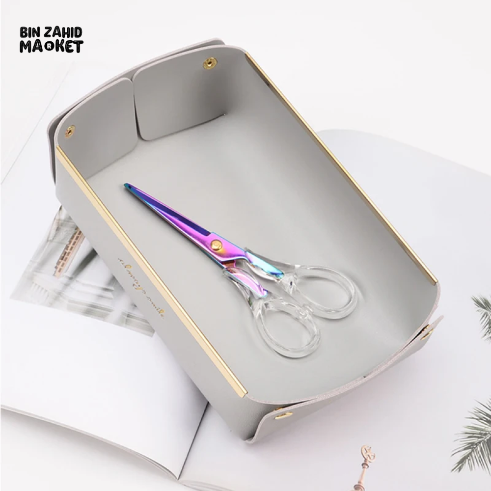 LEATHER DESKTOP ORGANIZER COSMETICS COMB JEWELRY STORAGE BOX REMOVABLE