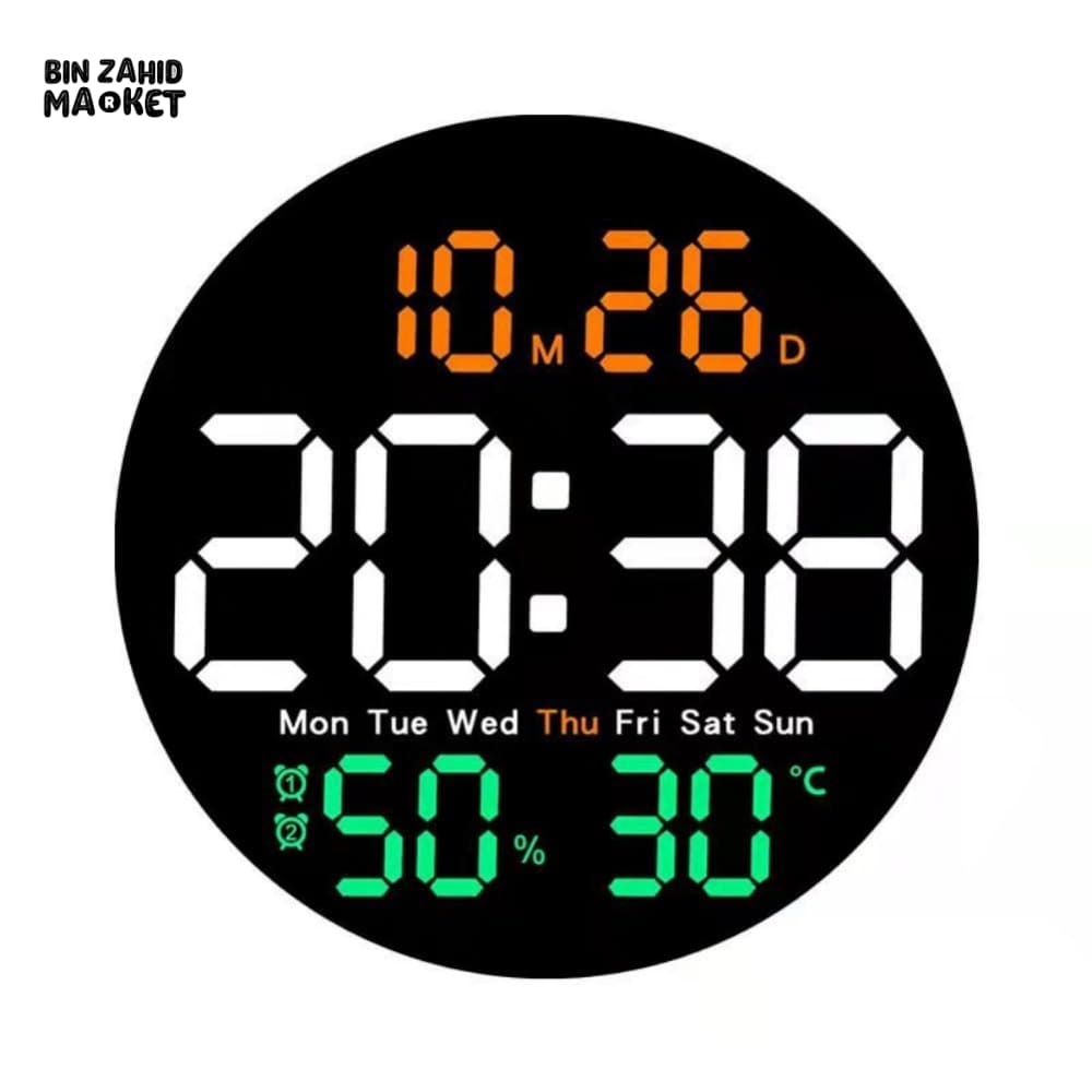 LED DIGITAL WALL CLOCK WITH TEMPERATURE & HUMIDITY DISPLAY