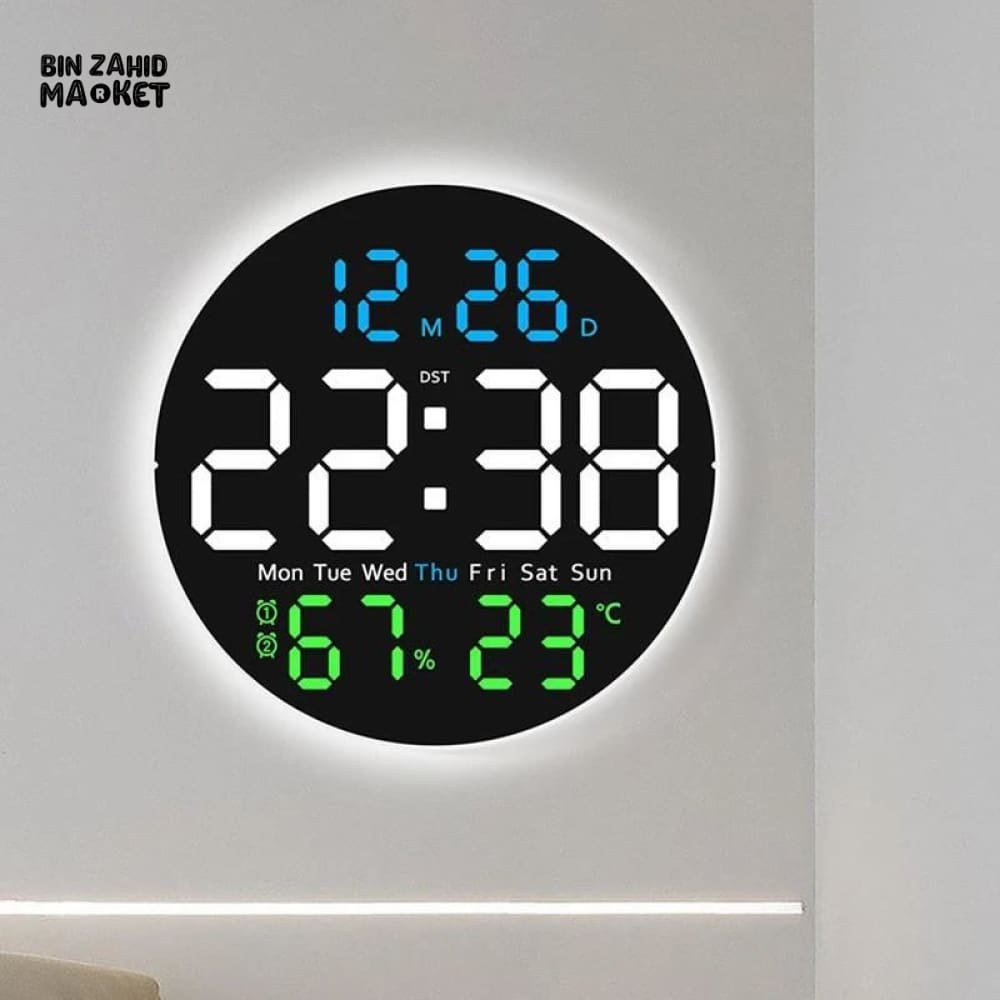 LED DIGITAL WALL CLOCK WITH TEMPERATURE & HUMIDITY DISPLAY