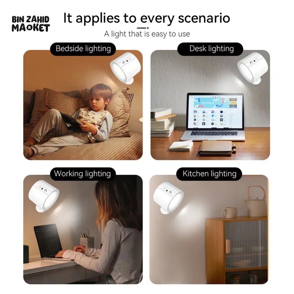 LED DOUBLE HEAD WALL LAMP – TOUCH CONTROL & REMOTE 360° ROTATABLE RECHARGEABLE