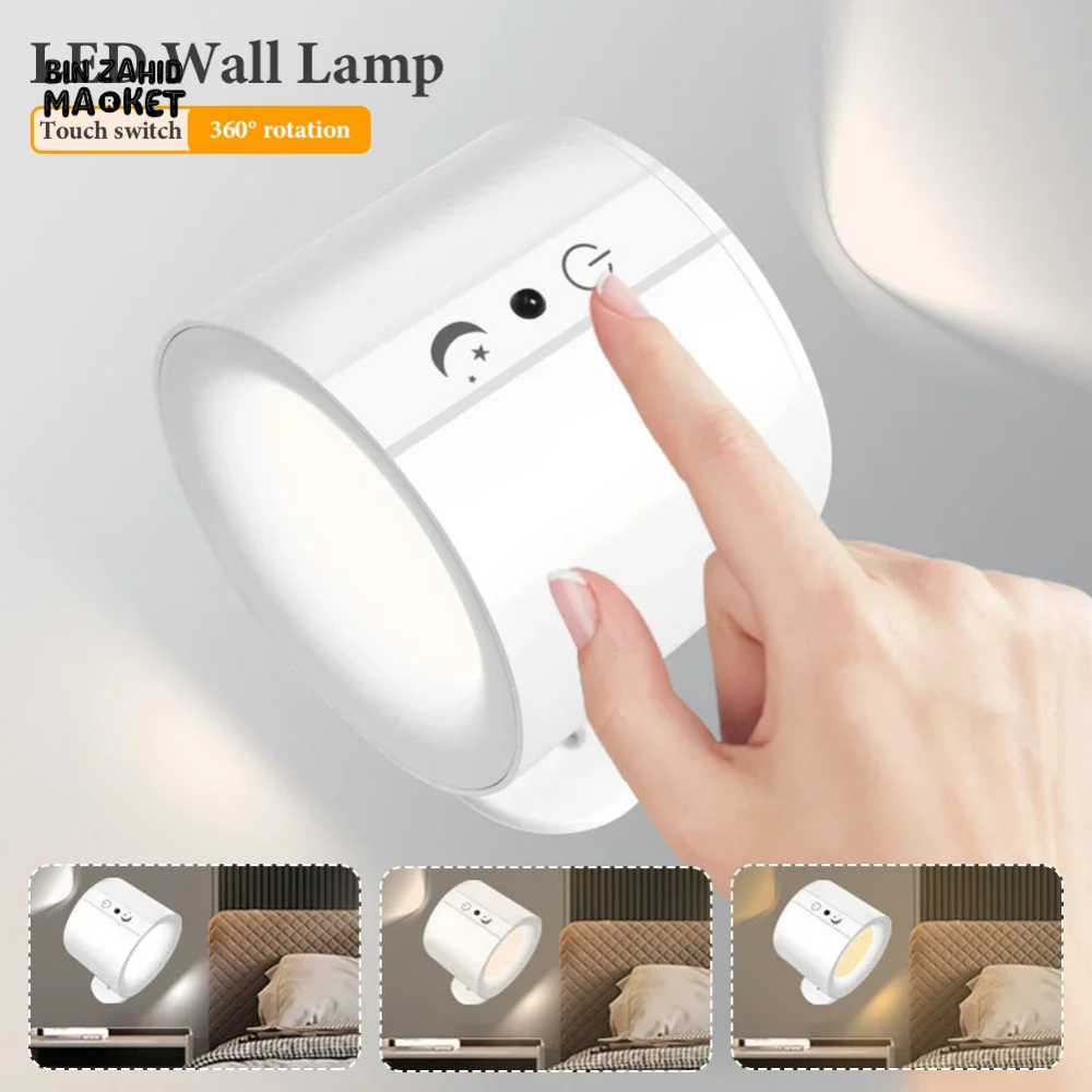LED DOUBLE HEAD WALL LAMP – TOUCH CONTROL & REMOTE 360° ROTATABLE RECHARGEABLE