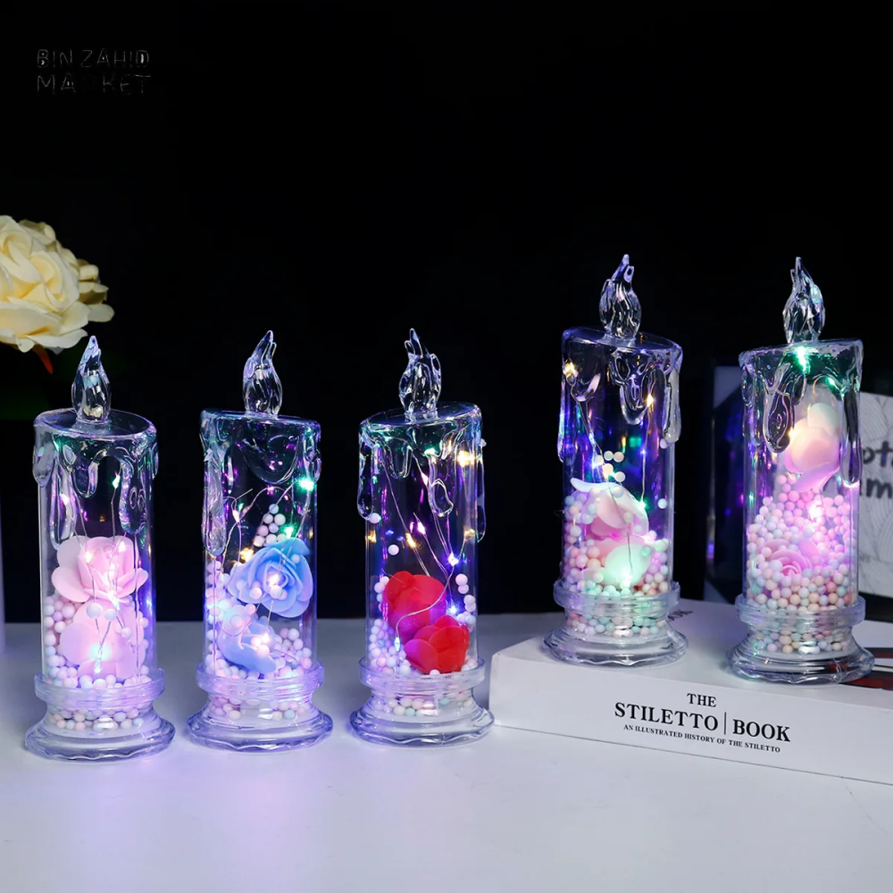 LED ELECTRONIC CANDLE ROSE NIGHT LIGHT HOME DECOR