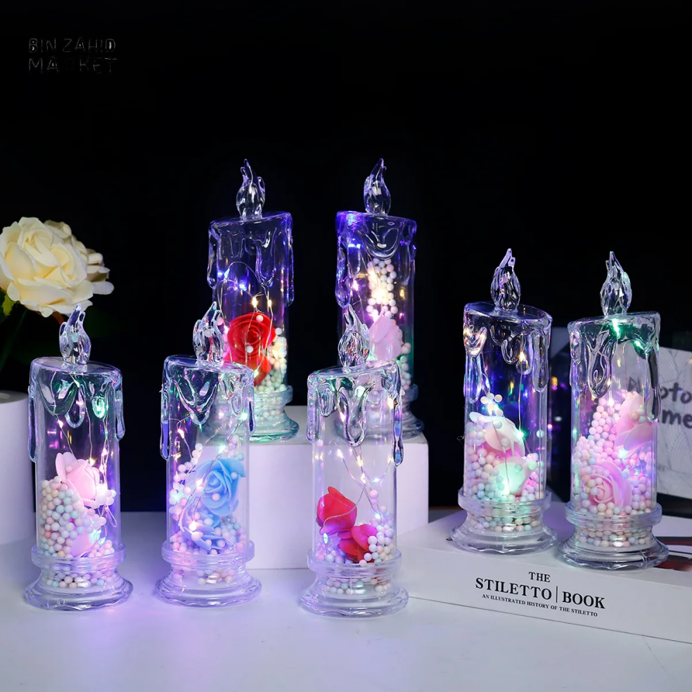LED ELECTRONIC CANDLE ROSE NIGHT LIGHT HOME DECOR