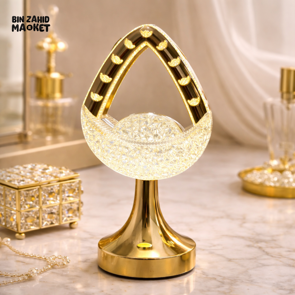 LED METAL RECHARGEABLE CRYSTAL TABLE LAMP - LUMINA CRESCENT ELITE
