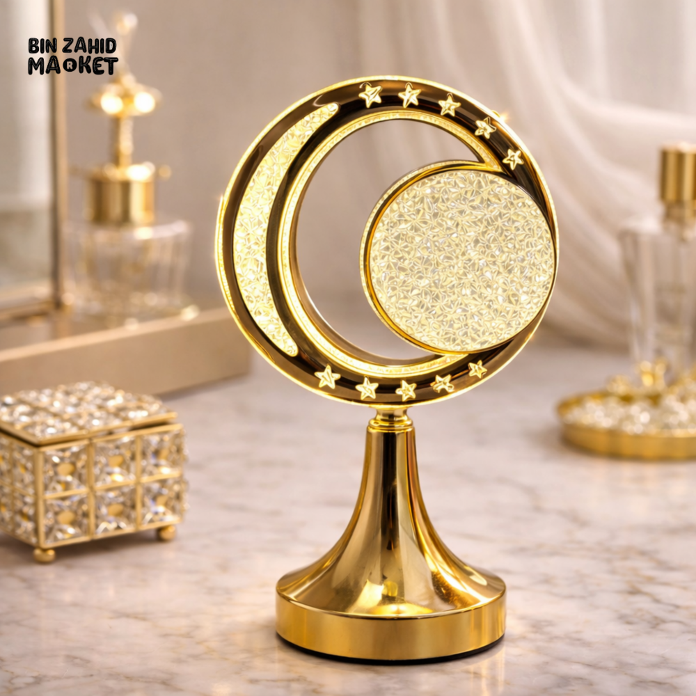 LED METAL RECHARGEABLE CRYSTAL TABLE LAMP - MOON & STARS EDITION