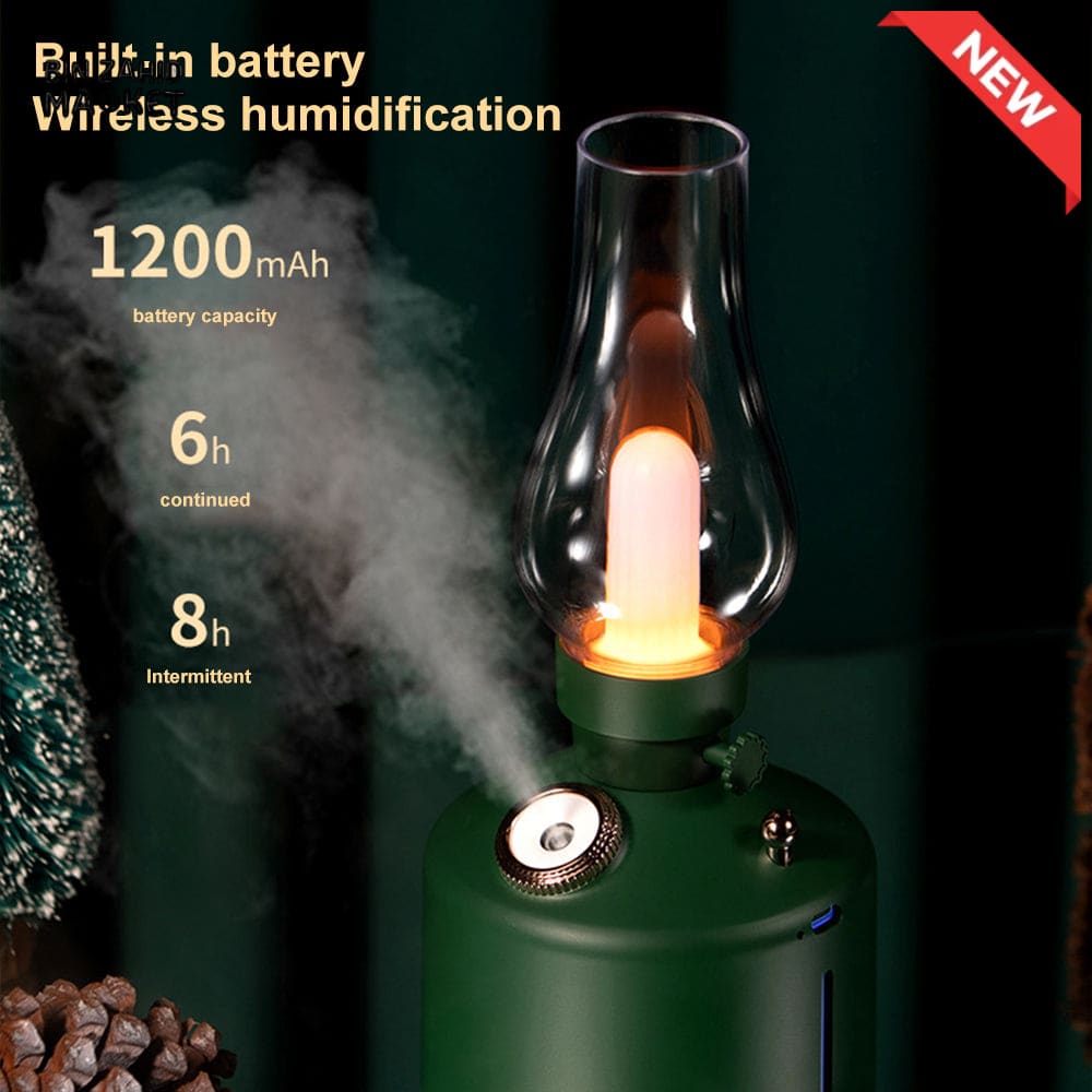 LED RETRO HUMIDIFIER LAMP – WIRELESS CHARGING AROMA DIFFUSER & WATER MIST MAKER WITH NIGHT LIGHT