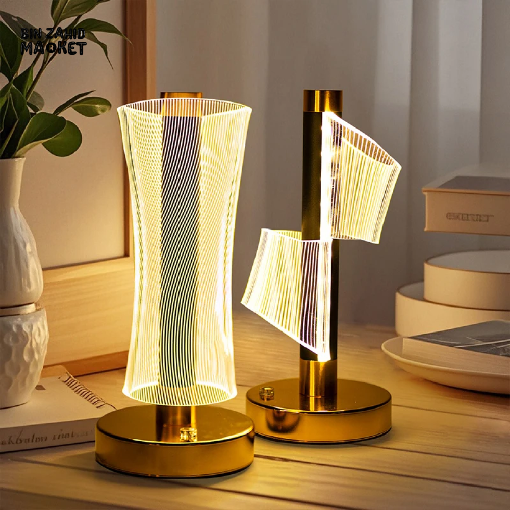 LED TABLE LAMP TOUCH CONTROL USB RECHARGEABLE NIGHT LIGHT 3-COLOR AMBIENT MODES FOR BEDROOM DESK BAR & GAMING SETUP