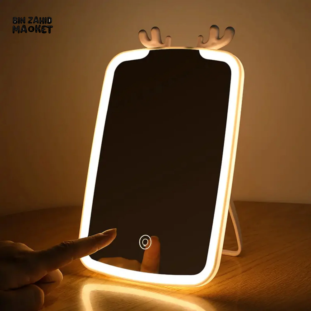 LED VANITY MIRROR WITH 3 COLOR MODES – 90° ROTATION & USB RECHARGEABLE
