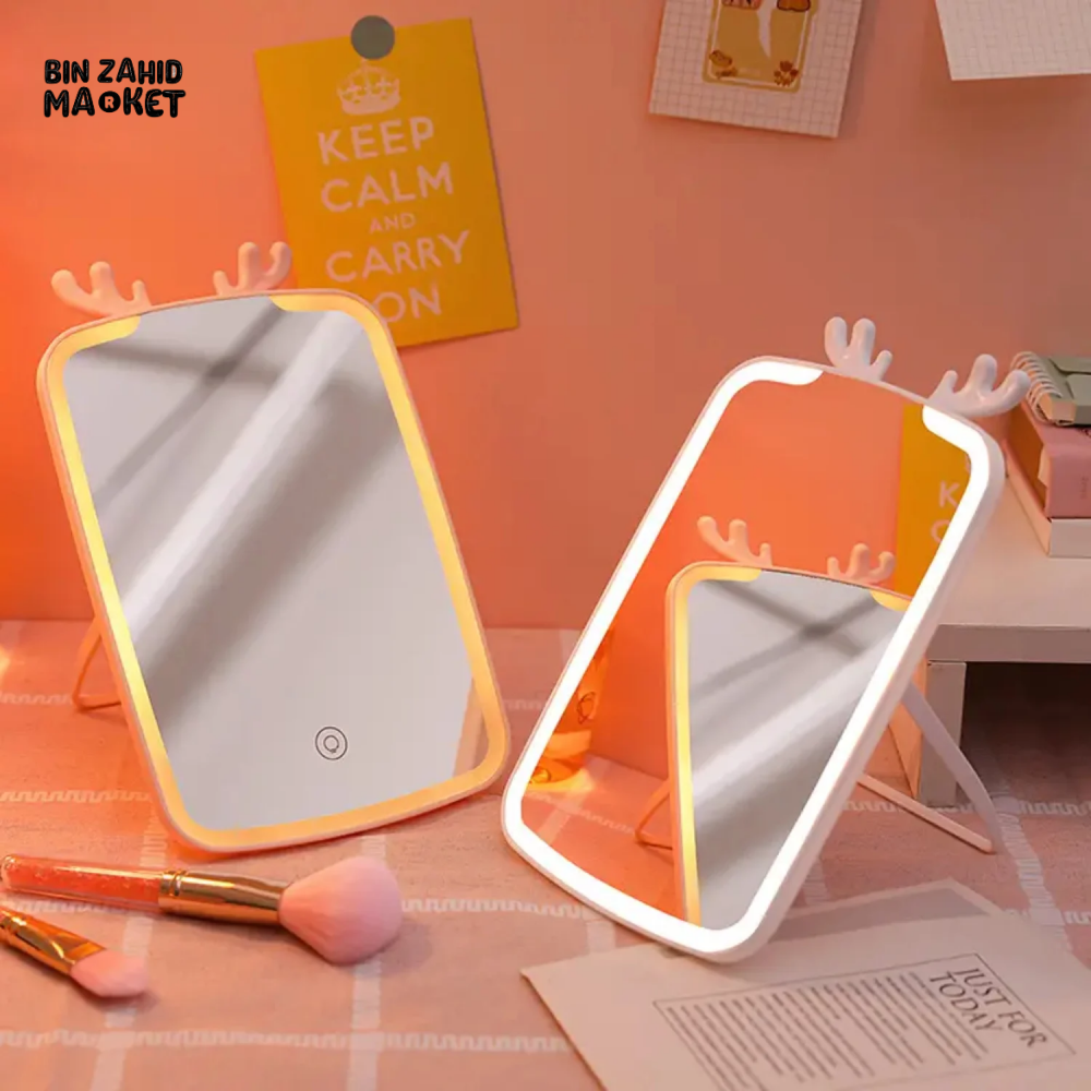 LED VANITY MIRROR WITH 3 COLOR MODES – 90° ROTATION & USB RECHARGEABLE