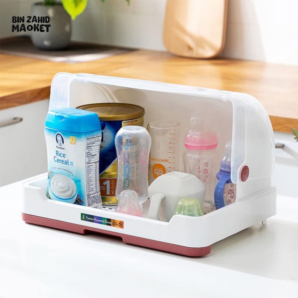 LIDDED DISH DRAINER – COUNTERTOP DRYING BOX FOR UTENSILS CUTLERY & CUPS