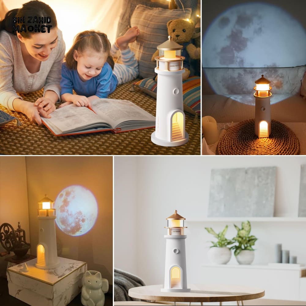 LIGHTHOUSE AMBIENT MOON PROJECTION LIGHT – DIMMABLE BLUETOOTH MUSIC MOTION SENSOR NIGHT DESKTOP DECOR