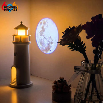 LIGHTHOUSE AMBIENT MOON PROJECTION LIGHT – DIMMABLE BLUETOOTH MUSIC MOTION SENSOR NIGHT DESKTOP DECOR