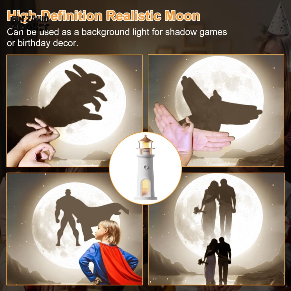 LIGHTHOUSE AMBIENT MOON PROJECTION LIGHT – DIMMABLE BLUETOOTH MUSIC MOTION SENSOR NIGHT DESKTOP DECOR
