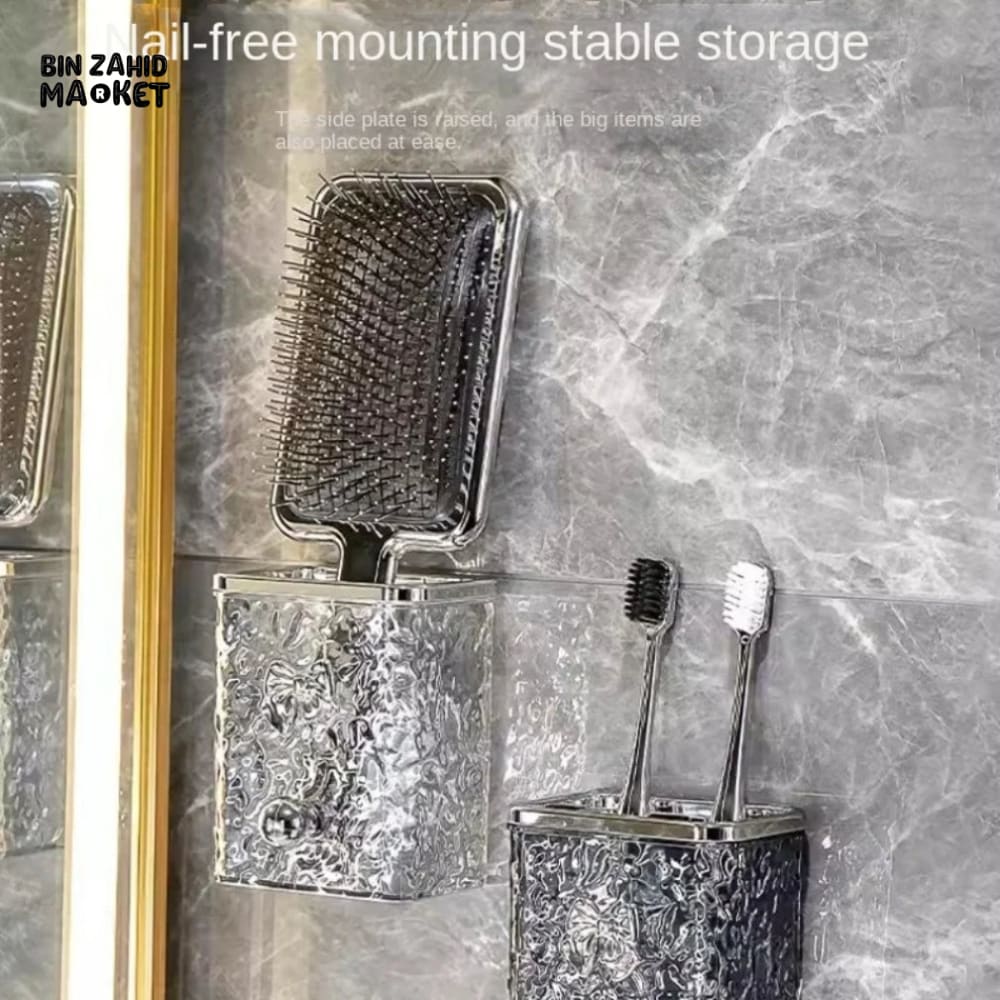 LIGHTWEIGHT LUXURY WALL-MOUNTED BATHROOM STORAGE RACK 1 PIECES – PUNCH-FREE TOOTHBRUSH & RAZOR HOLDER