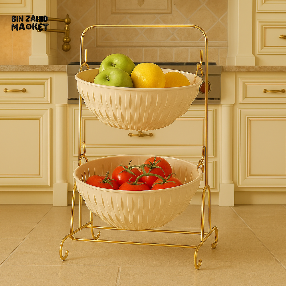 LIMON 2-TIER ONION & VEGETABLE RACK WITH STAND – LUXURY KITCHEN STORAGE ORGANIZER