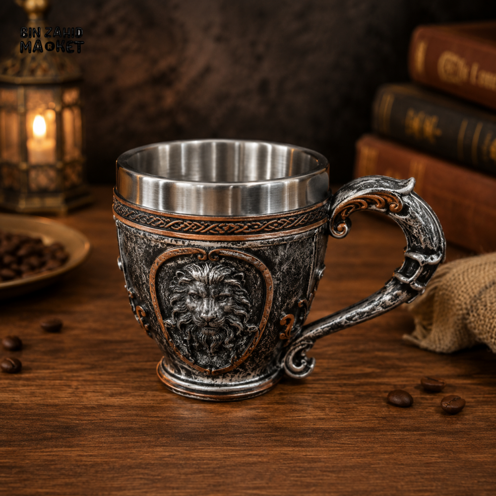 LION CREST STAINLESS STEEL DRINKING MUG