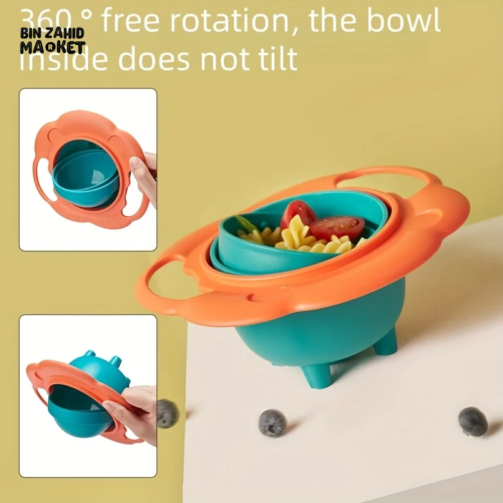 LION-SHAPED ANTI-SPILL BABY BOWL 360° BALANCE DESIGN WITH LID & HANDLES PERFECT FEEDING GIFT FOR TODDLERS