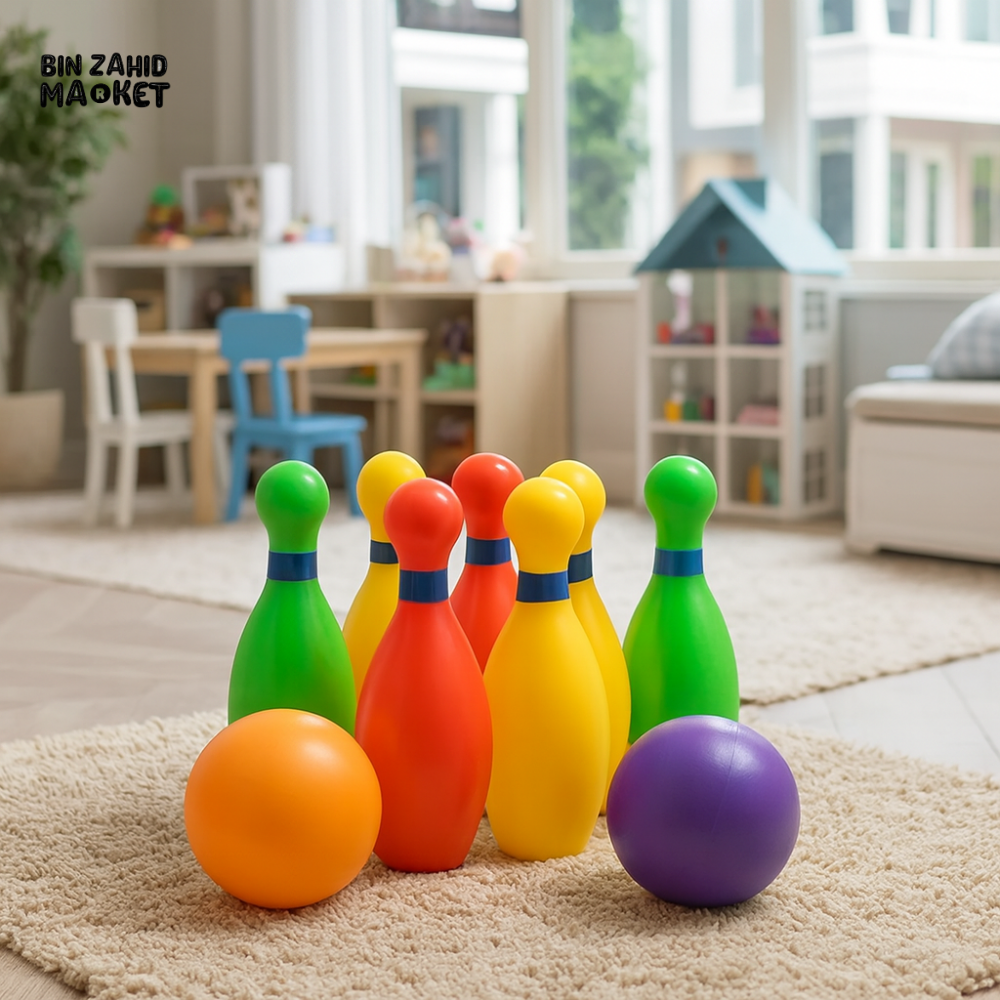 LITTLE LAUGHS KIDS TOY BOWLING SET – COLORFUL INDOOR & OUTDOOR PLAY GAME WITH PINS AND BALLS