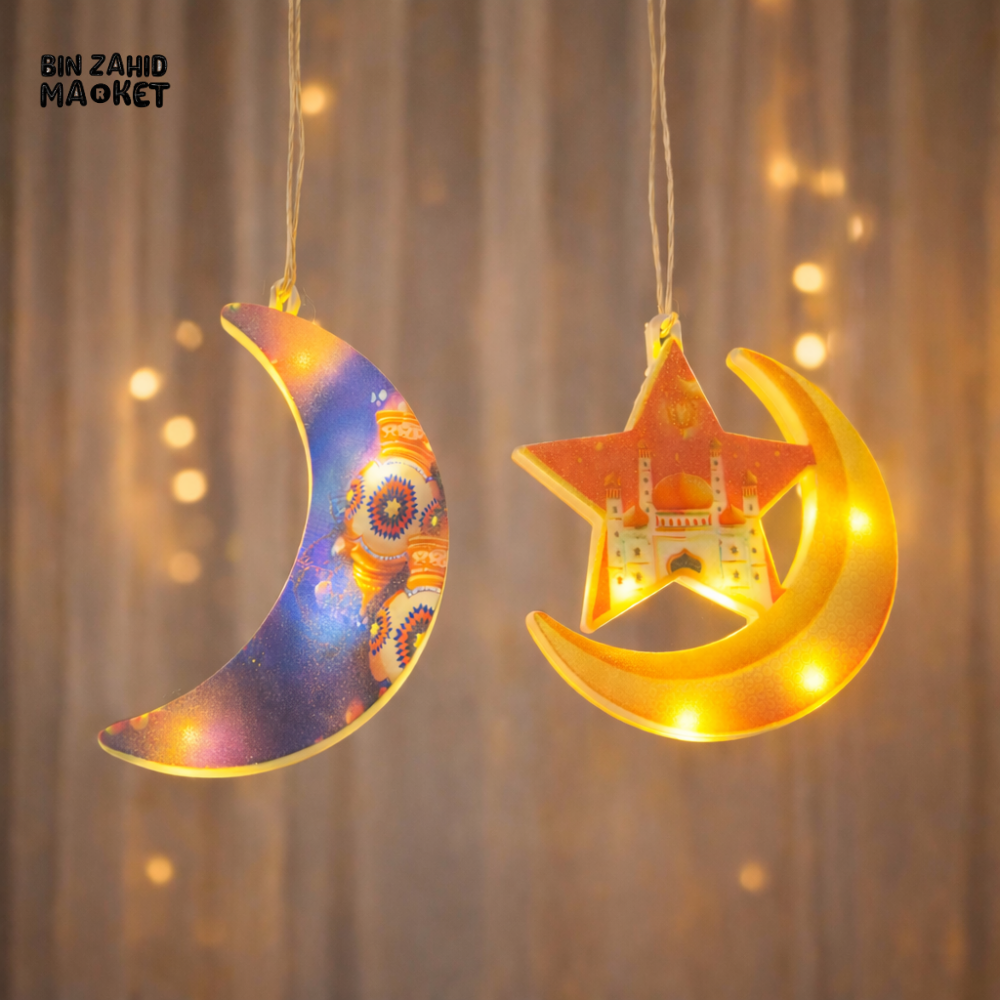 LUMINOUS ARABIC CRESCENT LED ORNAMENT 1 PIECES – EID & RAMADAN HANGING DECOR