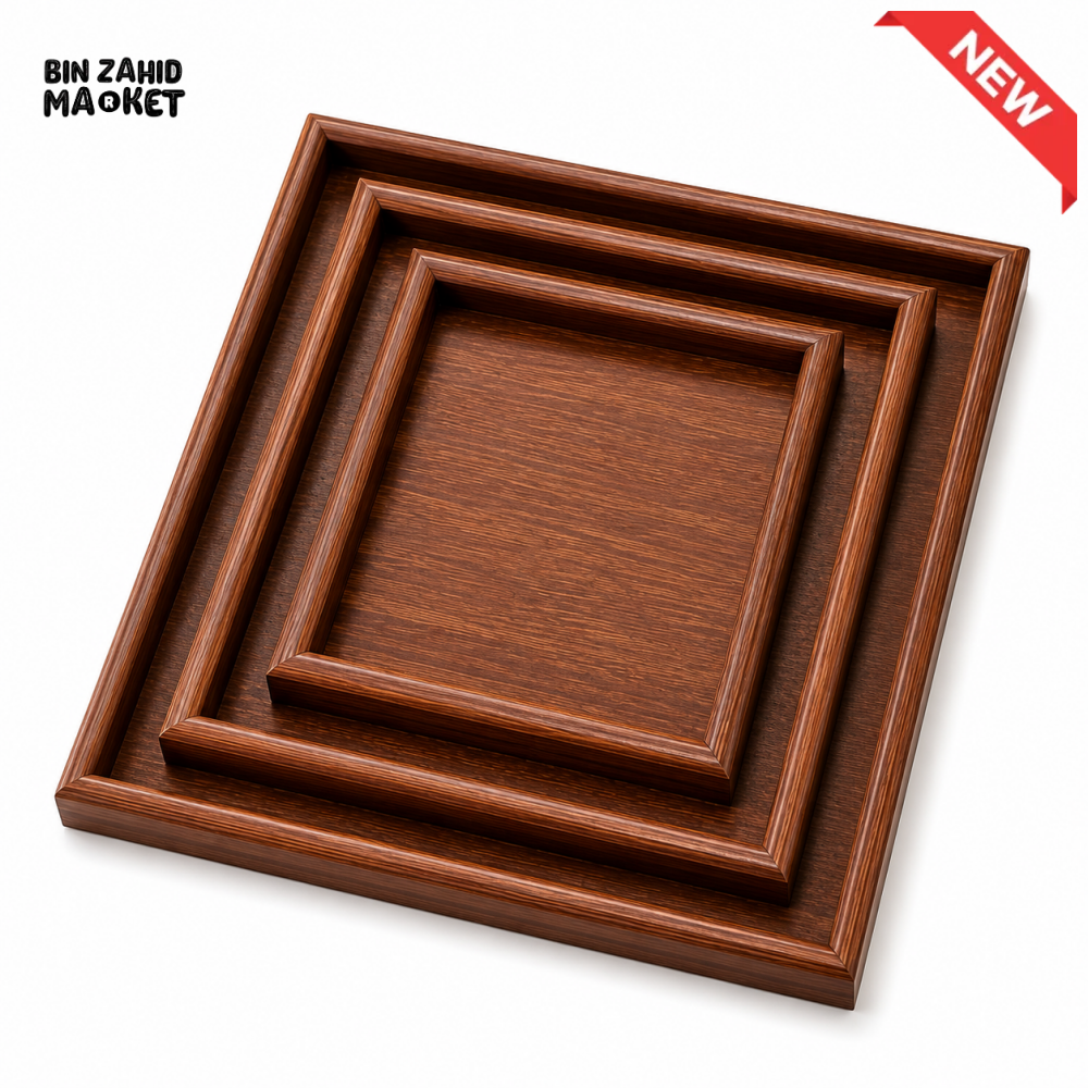 LUXEWOOD 3-PIECE WOODEN SERVING TRAY SET - MAHOGANY WOOD
