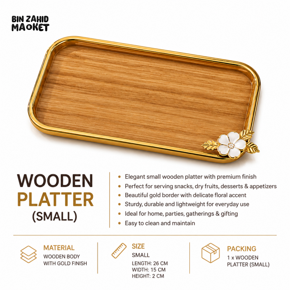 LUXEWOOD PREMIUM WOODEN SERVING PLATTER - SMALL