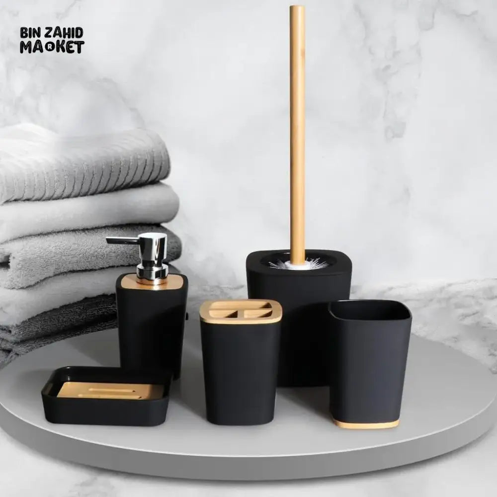 LUXOR 6 PIECES BAMBOO BATHROOM KIT