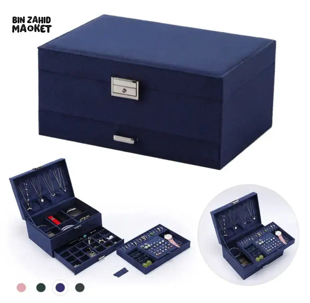 LUXOR JEWELRY BOX WITH LOCK Blue