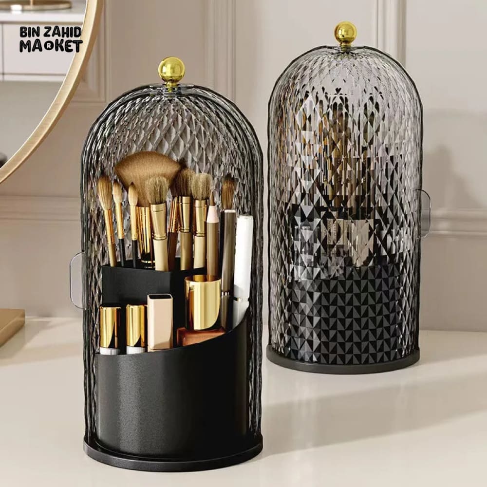 LUXOR ROTATING MAKEUP BRUSH HOLDER - DIAMOND CAGE Black