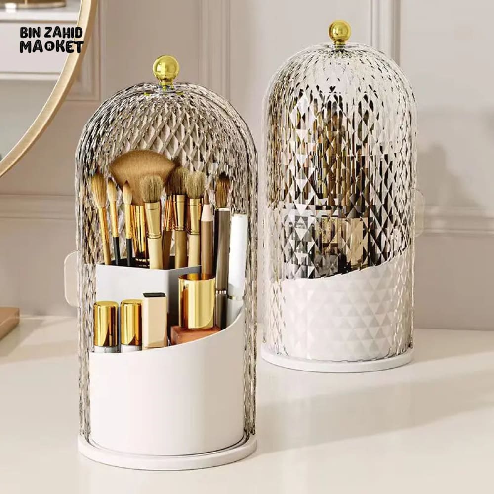 LUXOR ROTATING MAKEUP BRUSH HOLDER - DIAMOND CAGE Clear