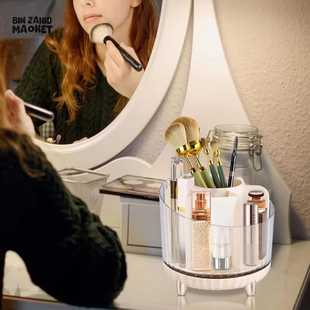 LUXORMOVE 360° ROTATING MAKEUP BRUSH HOLDER WITH 7 COMPARTMENTS