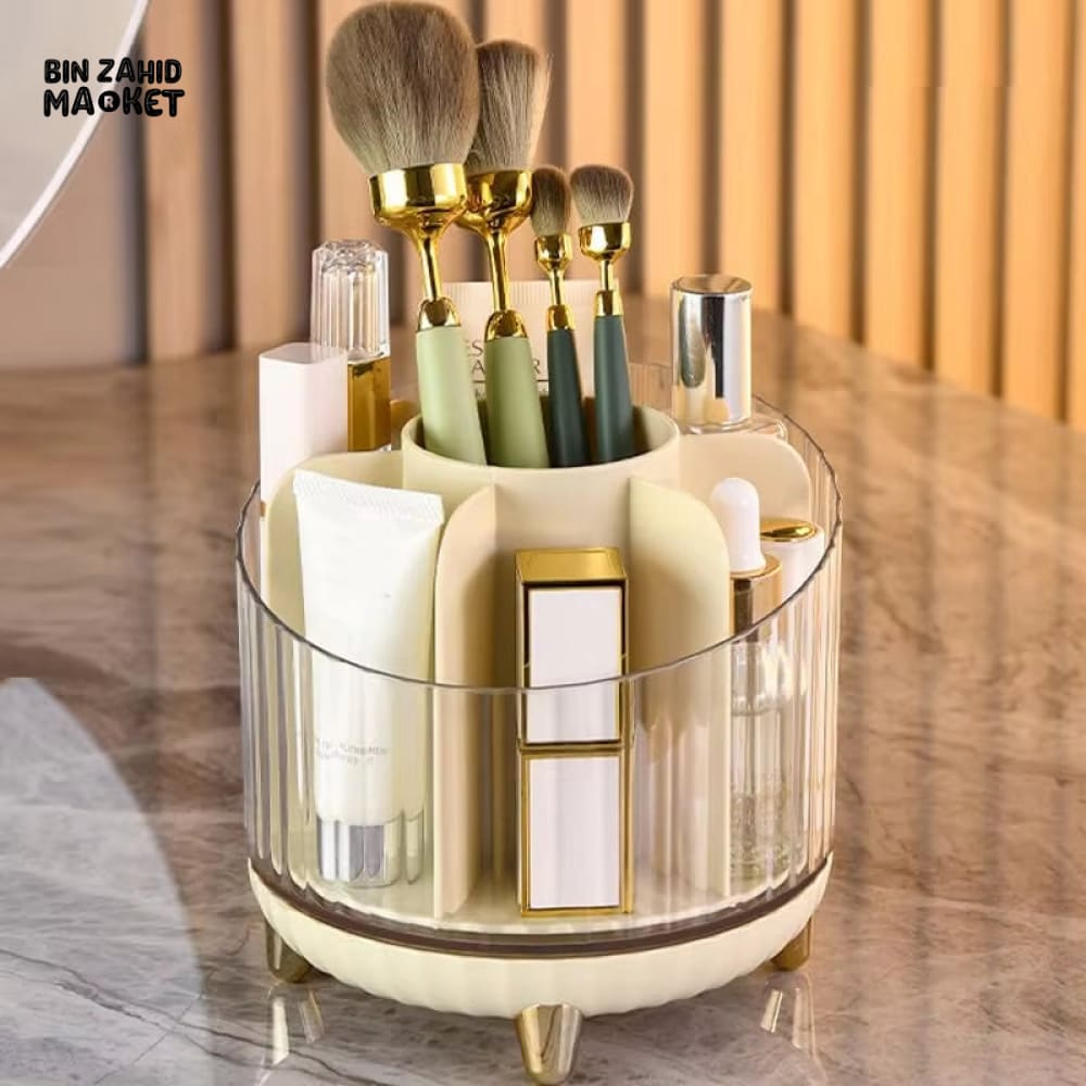 LUXORMOVE 360° ROTATING MAKEUP BRUSH HOLDER WITH 7 COMPARTMENTS