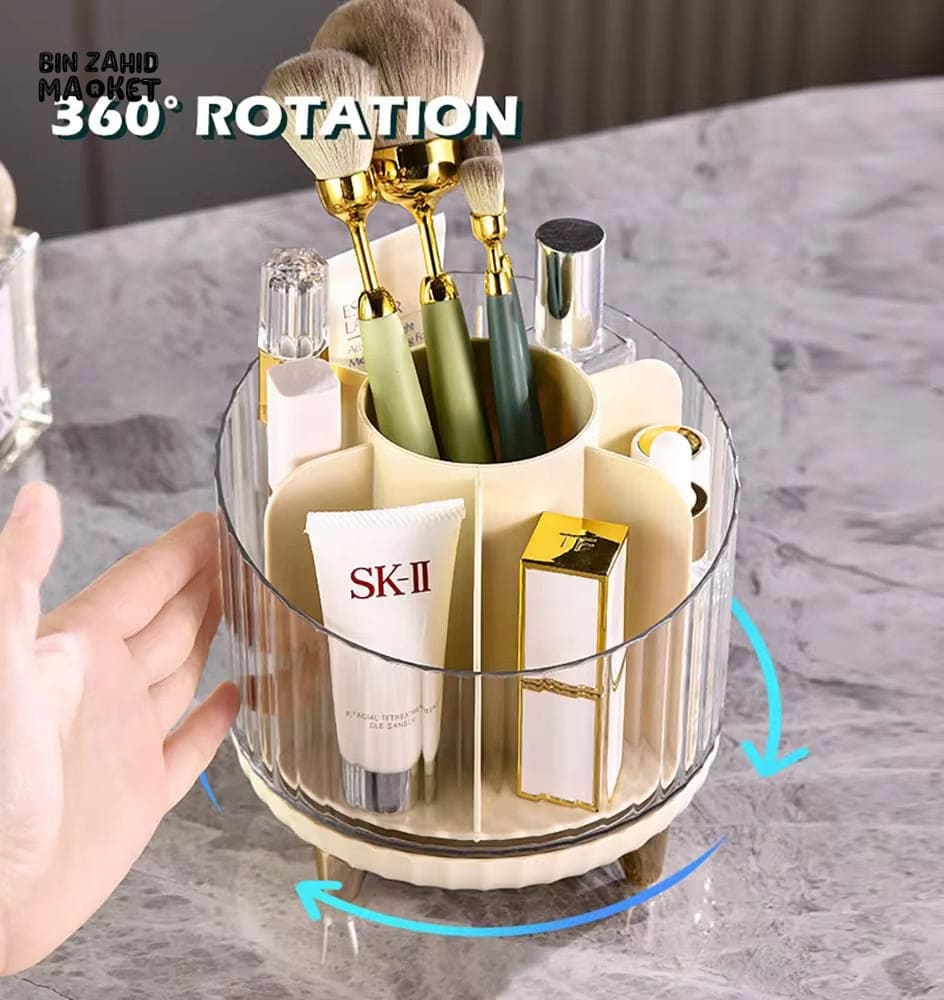 LUXORMOVE 360° ROTATING MAKEUP BRUSH HOLDER WITH 7 COMPARTMENTS