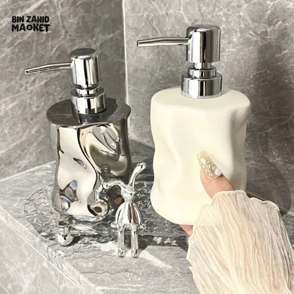 LUXORMOVE CERAMIC SOAP DISPENSER SET WITH DECORATIVE TRAY