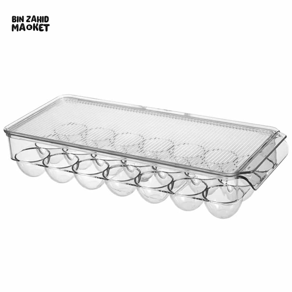 LUXORMOVE CLEAR COVERED EGG HOLDER FOR REFRIGERATOR – STACKABLE PLASTIC TRAY STORAGE BOX DISPENSER