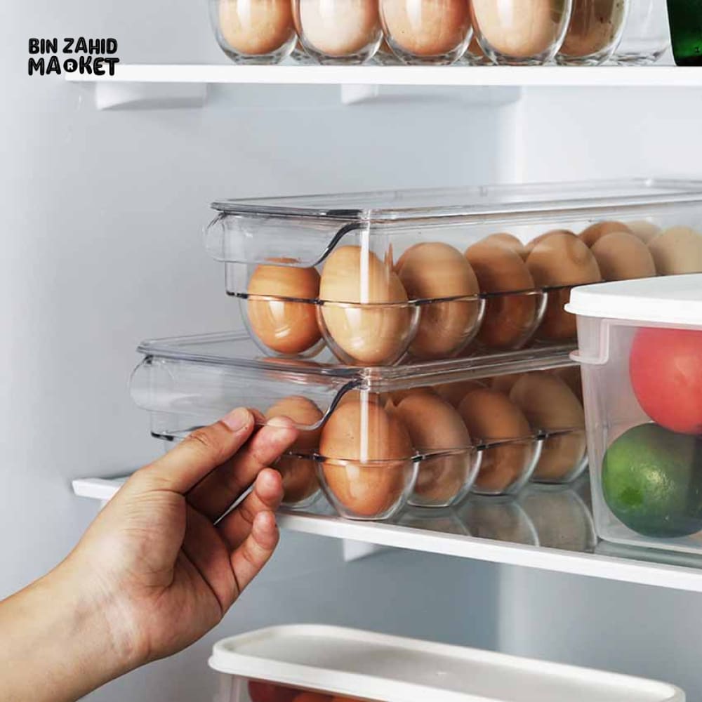 LUXORMOVE CLEAR COVERED EGG HOLDER FOR REFRIGERATOR – STACKABLE PLASTIC TRAY STORAGE BOX DISPENSER