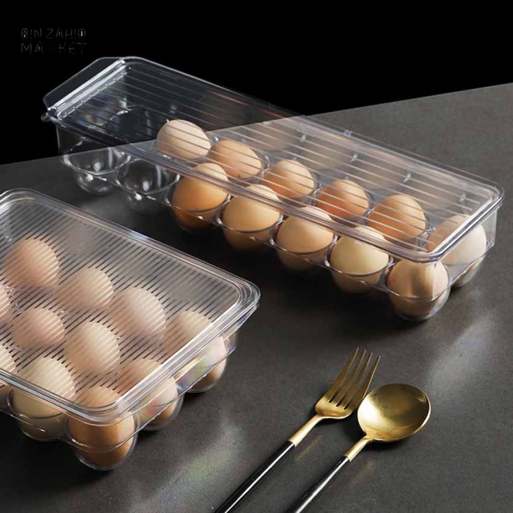LUXORMOVE CLEAR COVERED EGG HOLDER FOR REFRIGERATOR – STACKABLE PLASTIC TRAY STORAGE BOX DISPENSER
