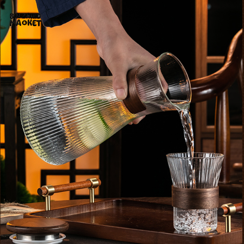 LUXORMOVE COLD GLASS WATER JUG HEAT RESISTANT WITH COVER LARGE CAPACITY