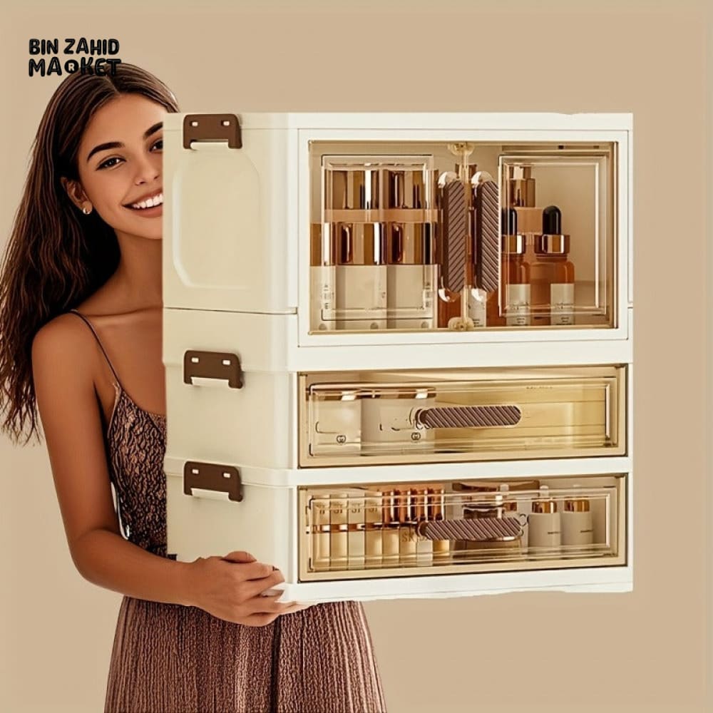LUXORMOVE COSMETIC STORAGE BOX – STACKABLE COLLAPSIBLE DUST-PROOF WITH DOUBLE DOORS